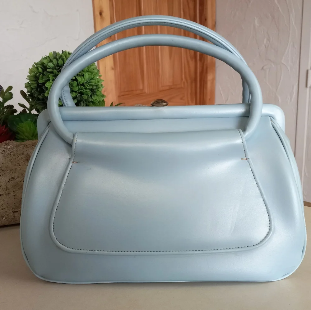 Vintage, 1960's Satchel, Baby Blue